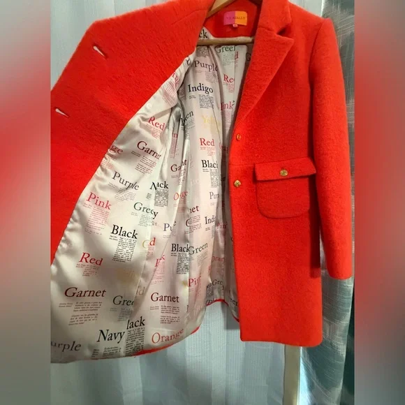 NWOT. Woman’s Vilagallo Lucia Neon Wool Blend Coat in Orange. Size 40 EU. - Picture 10 of 15